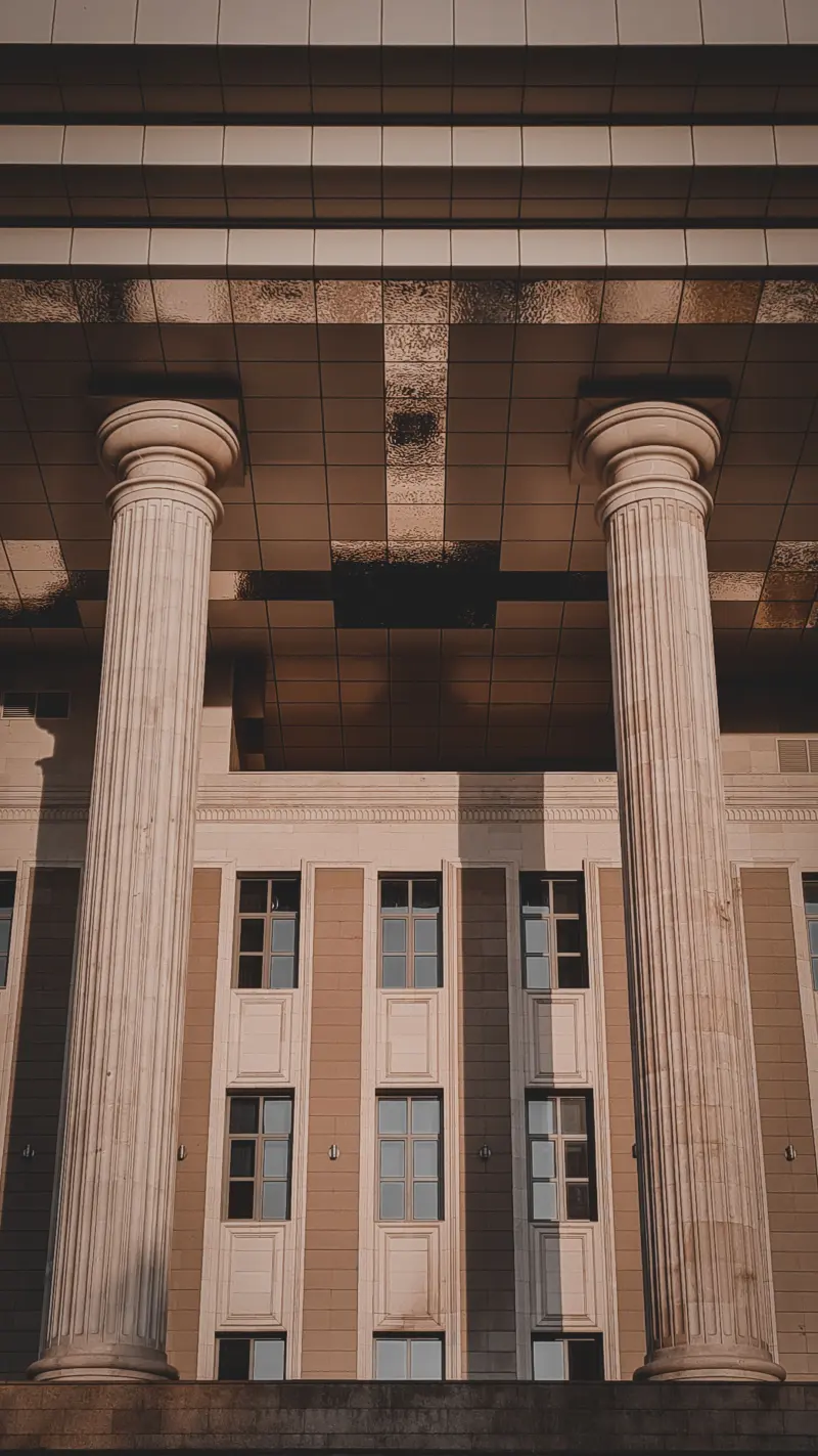 Stone columns at a courthouse entrance